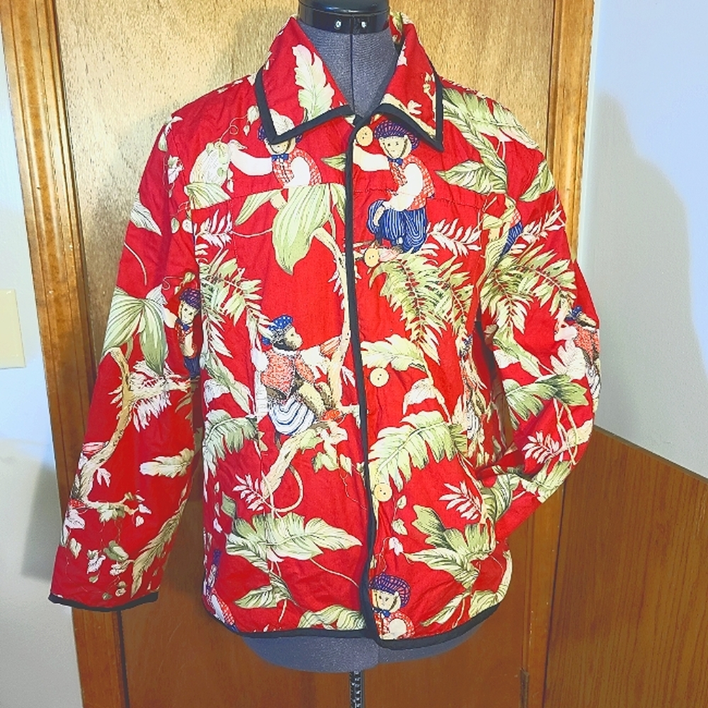 Vintage Anne Carson reversible monkey print jacket